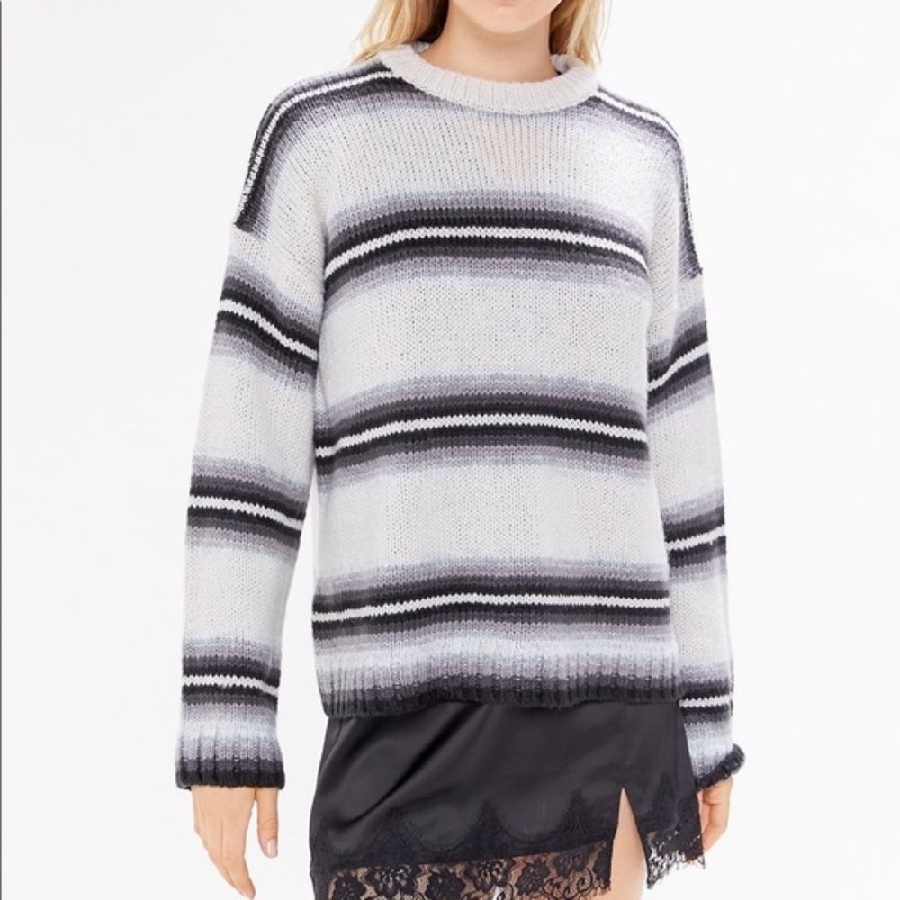 Urban Outfitters Gray and Cream Crew Neck Sweater